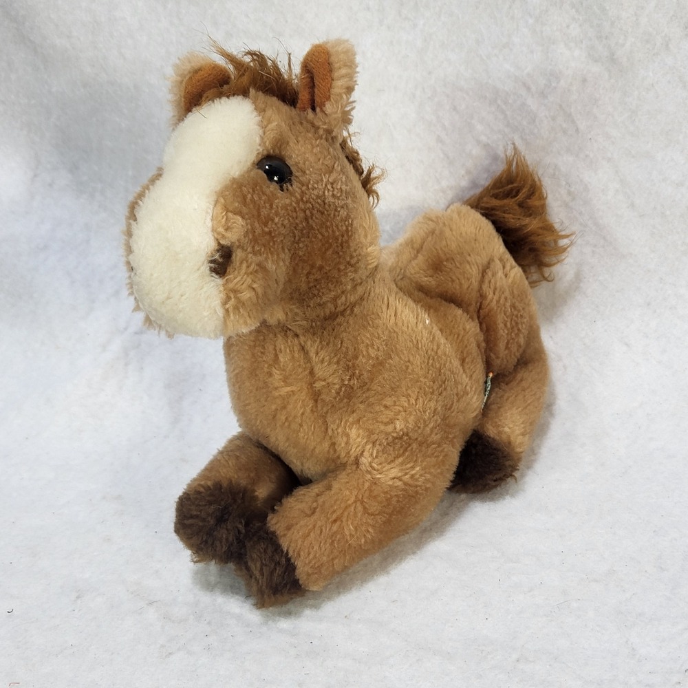 Vintage 1980 Dakin Horse Plush Stuffed Animal Brown White Pony